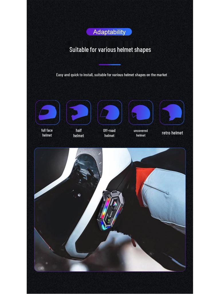 Y20MAX Motorcycle Helmet Bluetooth Intercom Headset with SOS Light