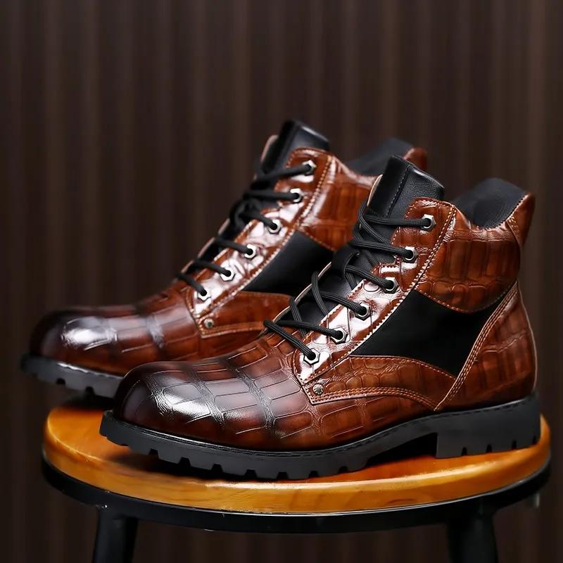 Autumn Winter Men Boots Comfortable Motorcycle Boots Men Footwear Rubber Ankle Boots Men Shoes Size 38-48