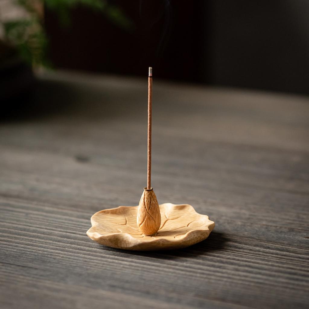 Japanese Style Bamboo Lotus Incense Holder Home Zen Aroma Stick Burner
