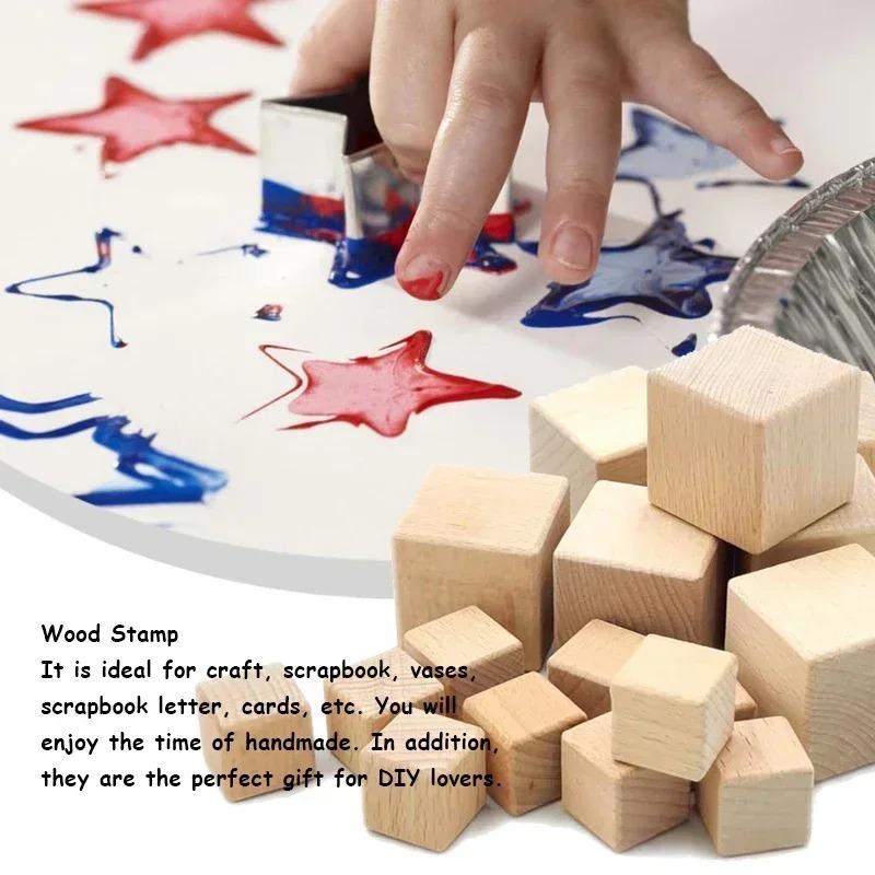 2-5cm Unfinished Blank Wood Cubes, Solid Smooth Wooden Blocks Ideal for DIY Painting Projects Home Decor and Artworks