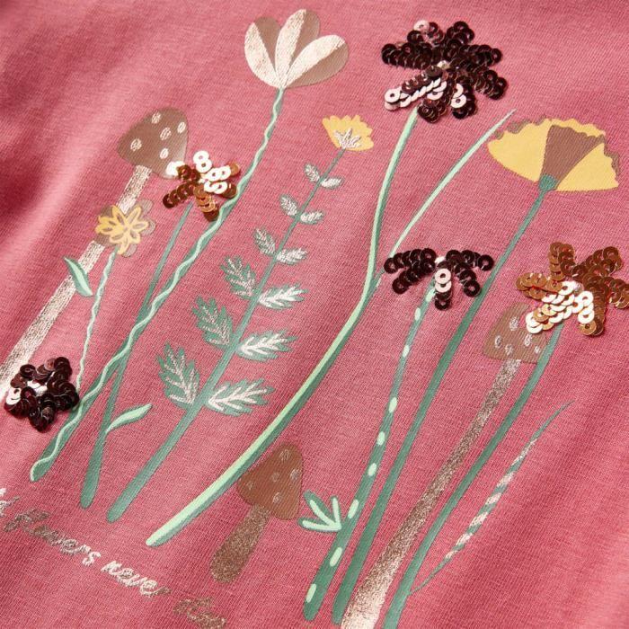 T-shirt enfants manches longues imprimé floral 92-104-116-128-140 2 couleurs disponibles