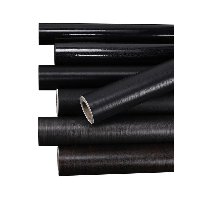 Waterproof Black Wood Grain Self-Adhesive Wallpaper for Light-Blocking and Furniture Renovation