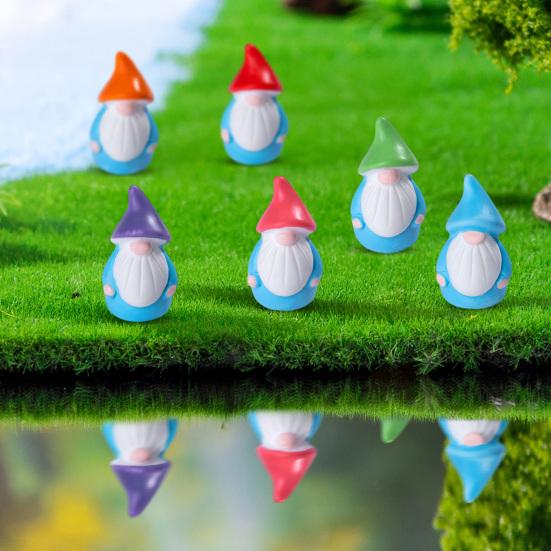 30Pcs Mini Christmas Hat Gnome Figurine Tiny Faceless Dwarf Resin Statue Miniature Colorful Hat Elf Ornament Fairy Garden Decoration