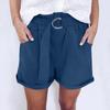 Women's Summer Relaxed Solid Color Tie Elastic Pocket Casual Shorts Pants