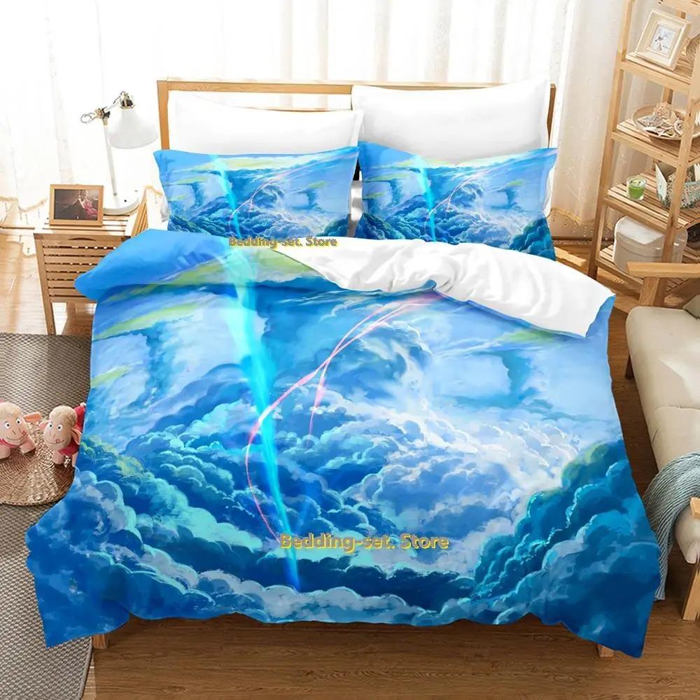Comfortable Anime Print Bedding Set With Duvet Cover And Pillowcases Single Twin Full Queen King Sizes For Adults And Kids
