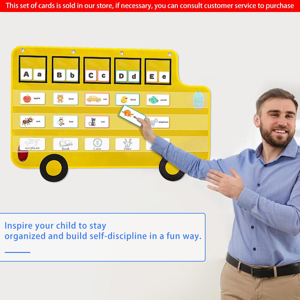 Classroom Decoration: School Bus Letter Phonics Hanging Pocket Chart
