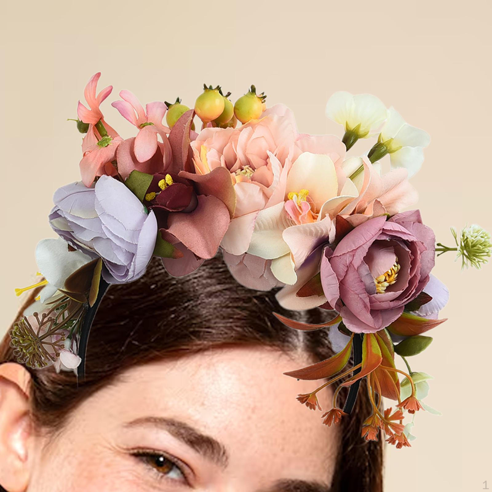 

Повязка на голову с цветочной короной, фотографии повязки на голову с имитацией фестиваля розовый