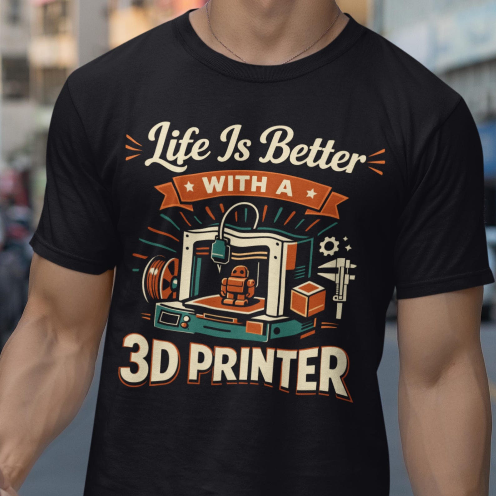 3D printer t-shirt life is better, funny 3D printing gift for maker, engineer shirt S