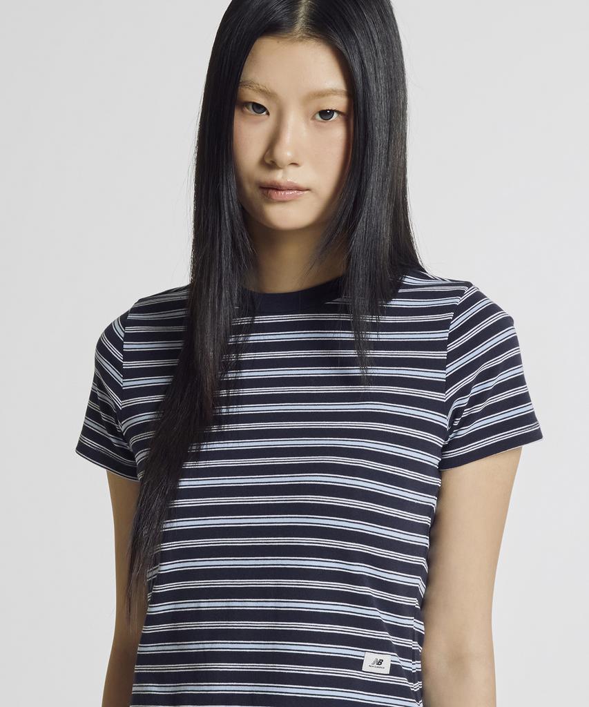 Nyuballanseu Nbneg2W442 / Women Essential Fitted Striped Short Sleeve Tee (Navy)