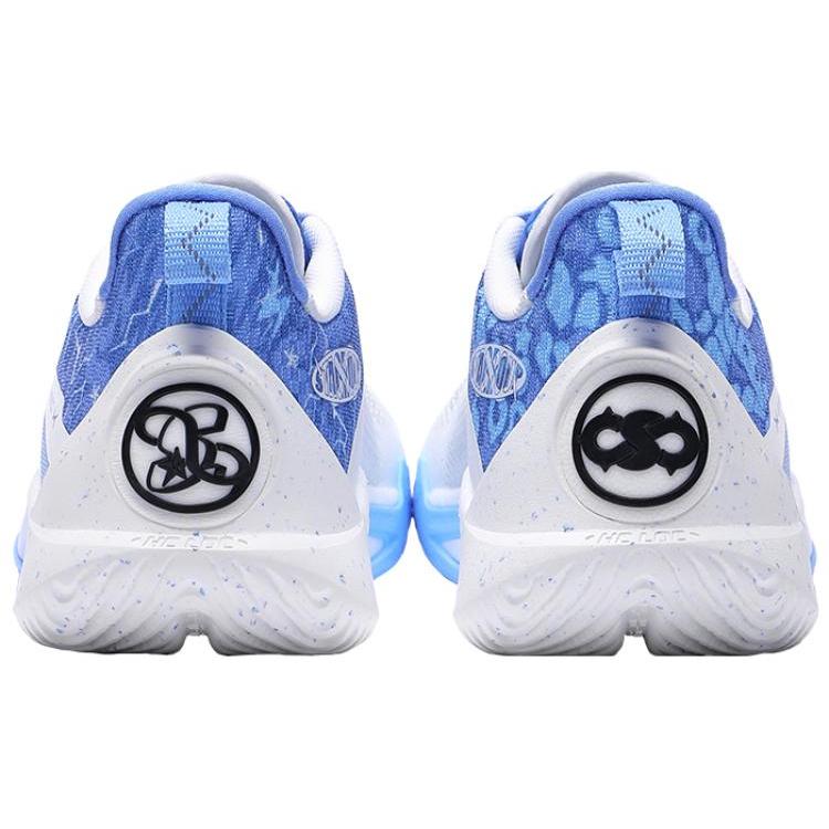 New Bipolar X LINING Speed 10 Basketball Shoes Men Low Top Standard White/Dark Navy Blue ABAT085-17