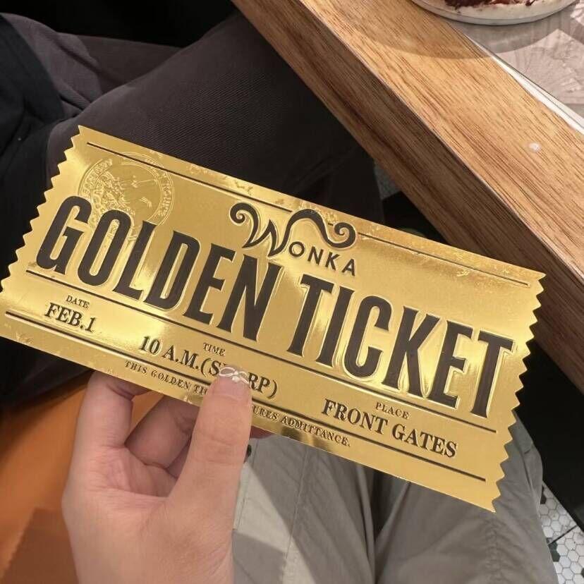 Hot Anime Wonka Charlie Chocolate Golden Ticket Anime Gold Voucher Brooch Pin Badges Metal Pins Bookmark Collection Holiday Gift