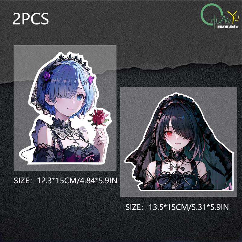 dark cute girl anime car sticker motorcycle bumper car window reflective waterproof sticker car sticker