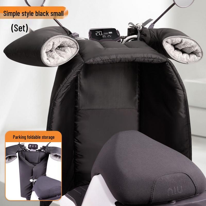 Electric Vehicle Windshield Winter Velvet Windproof Cover & Battery Motorcycle Knee Pads for Cold Protection