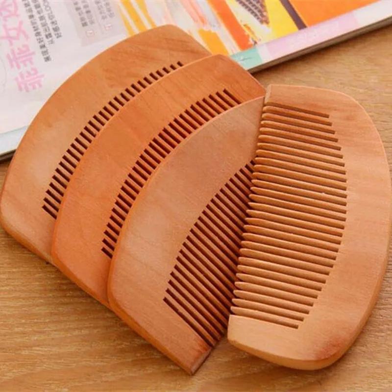 1 Pcs Natural Peach Wood Comb Close Teeth Anti-static Head Massage Beard Hair Care Wooden Tools Beauty Accessories