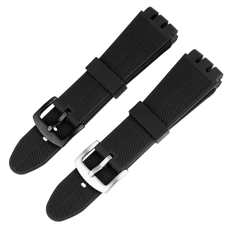 Silicone Rubber 23MM Black Strap Special for Swatch Watch YOS440 449 401G 447 448 IRONY Sports Waterproof Wristband Bracelet