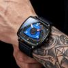 Herren Tonneau Quarz Armbanduhr Lederarmband Wasserdicht Mode Sport Herrenuhr