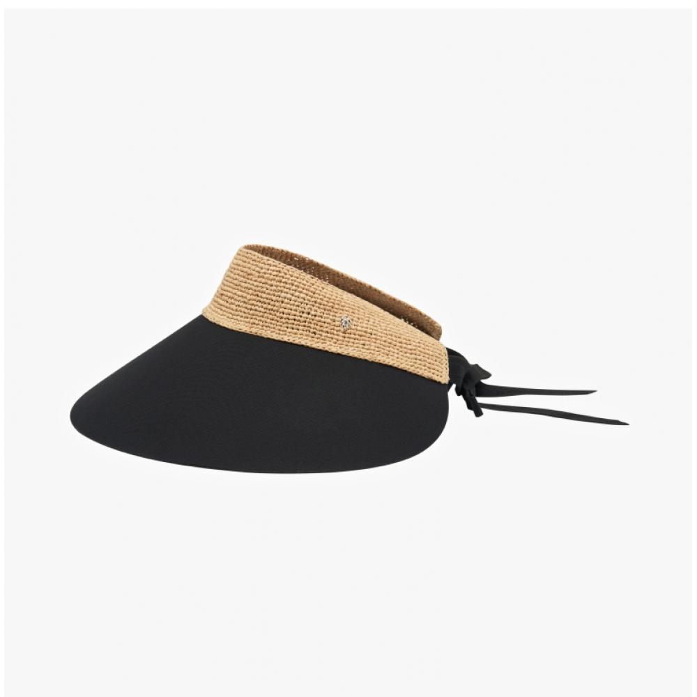Helen Kaminski Rosalie Natural Black Visor Sun Cap Hat50610