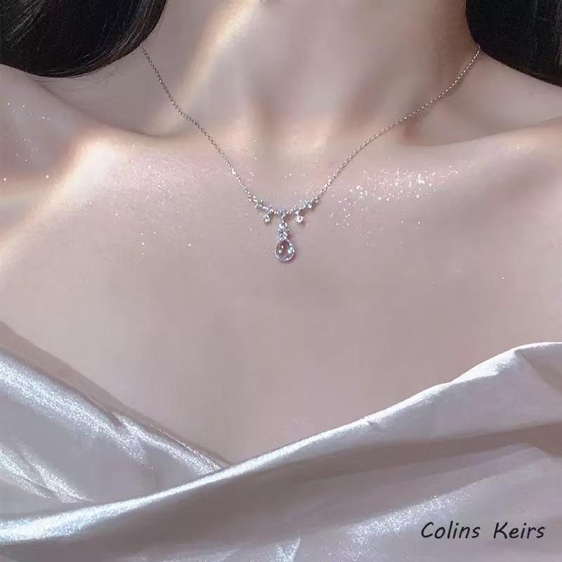 Cold wind moonstone pendant necklace accessories women's niche design high-end water drop-shaped collarbone chain jewelry