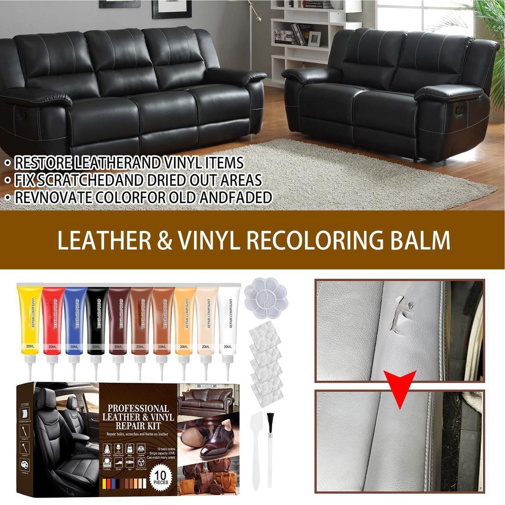 Leer Reparatiekit Voor Autostoel Scheuren Gaten Opnieuw Kleuren Reparatiekit Jassen Glans Renovatie Middel Voor Dashboard Stuur