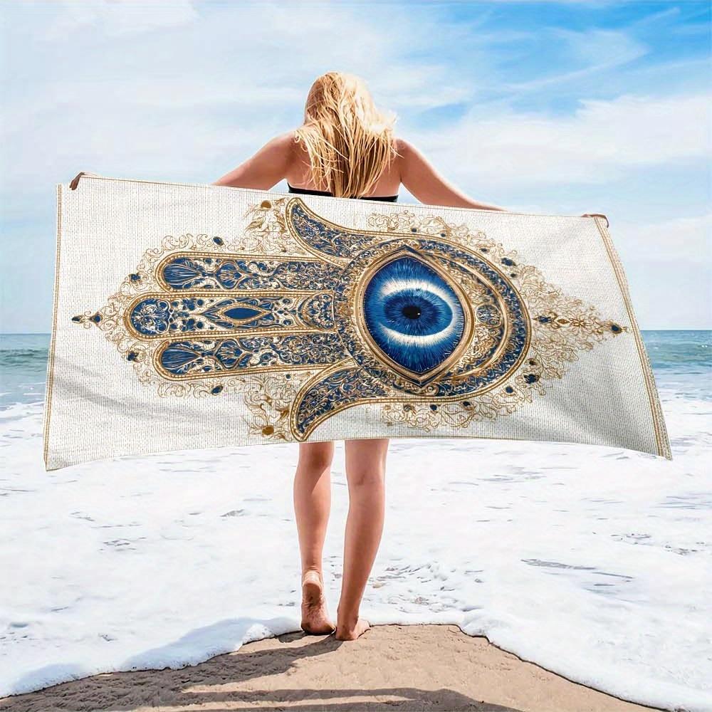 1pc Elegant Microfiber Beach Scarf - Vibrant Mystical Eye Design, Quick-Dry & Lightweight,Tropical Vacation Style,Soft & Durable