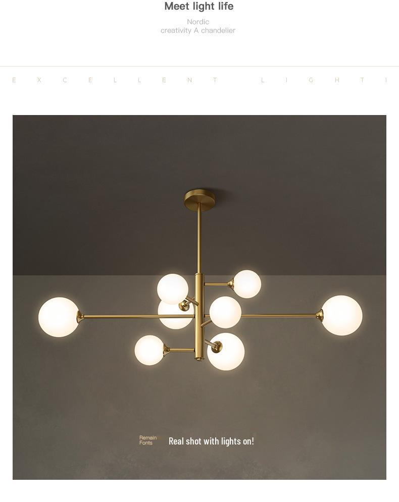 Nordic Luxury Golden Bubble Chandelier for Bedroom and Dining Room
