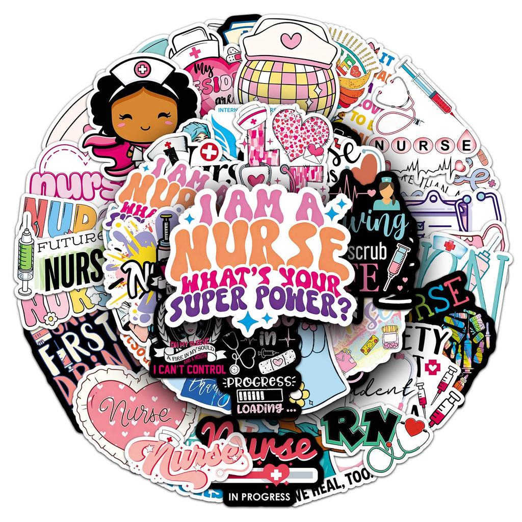 50 Nurse's Day White-Coat Angel Stickers - Cartoon Graffiti Waterproof Festival Decorations for Phone Cases