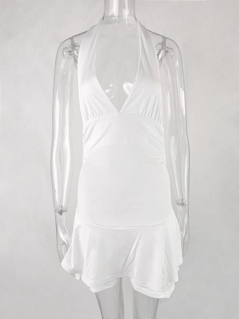 2025 Sexy Deep V-Neck Halter Dress: Slimming, Tummy-Covering, and Perfect for Summer