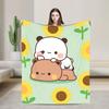 Super Soft Bubu Dudu Bear And Panda Throw Blanket Premium Flannel Fleece Lightweight Bed Blanket Cozy Plush Bedspread All Season