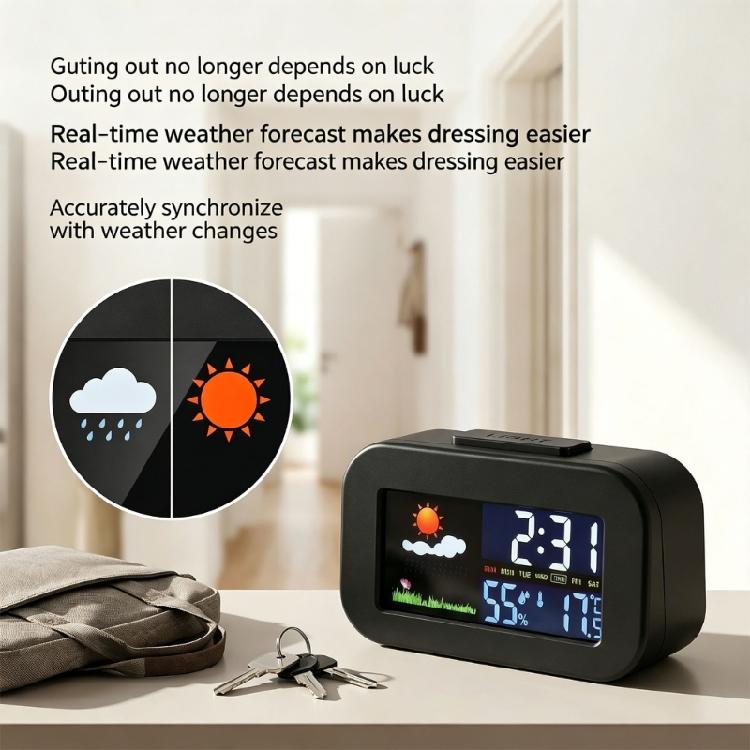 Electronic Weather Clock with Colorful Backlight Simple Design Weather Clock for Indoor Temperature Moisture And Time Display
