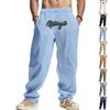 Men's Linen Relaxed Wide-Leg Hip-Hop High-Street Style Washed Embroidered Jogging Trousers