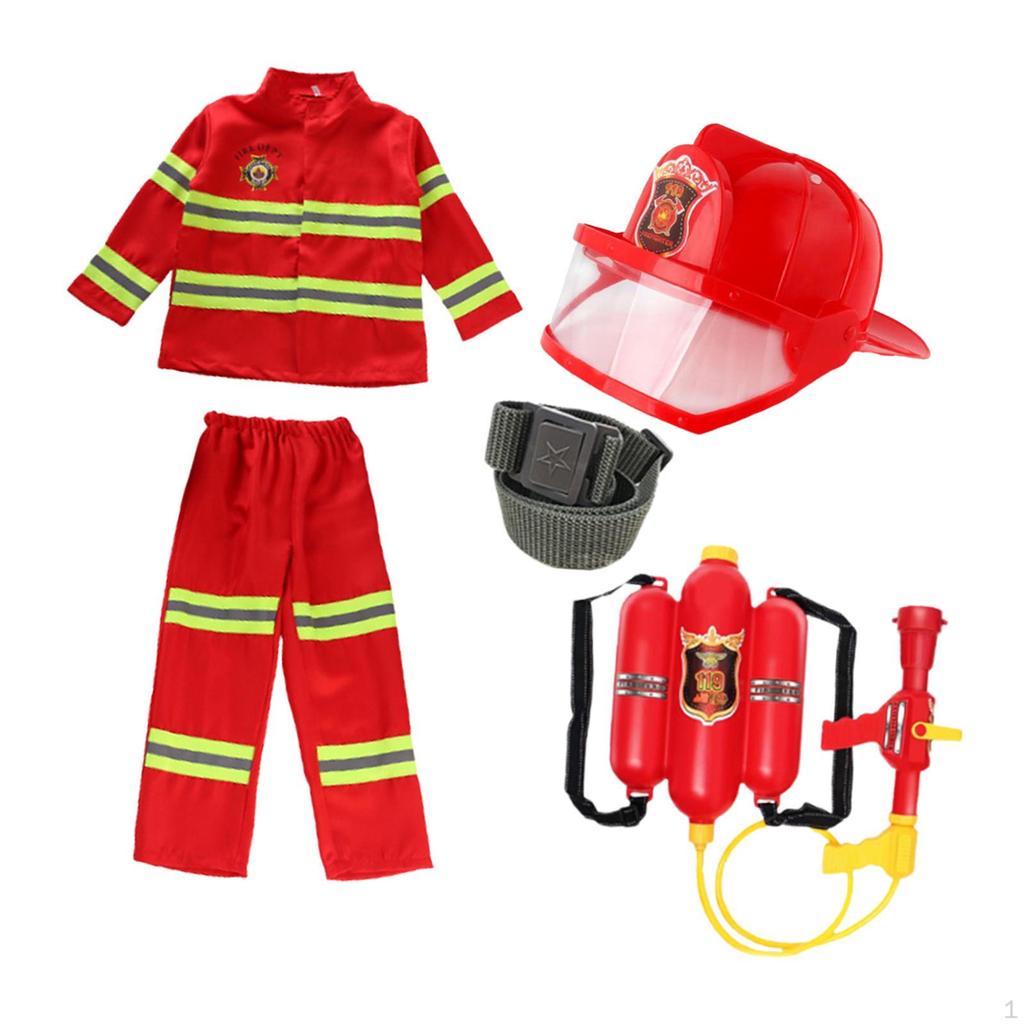 Kids Firefighter Costume Dress Up Clothes for Holiday Activities