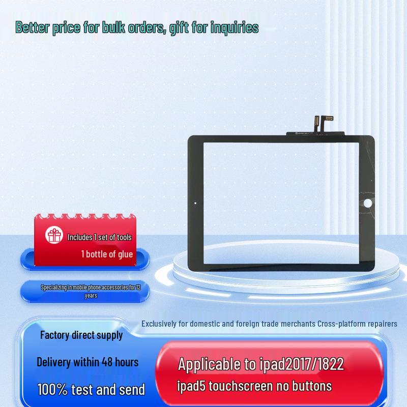 

iPad 5/iPad Air Touch Screen Replacement iPad 5/Air/A1474/A1475/A1476 White (No Button)