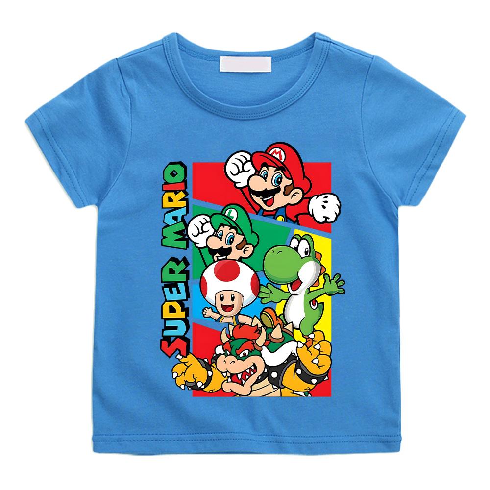 Super Marios for Children Cotton Tee Shirt Crewneck Short Sleeve T Shirt Anime Fashion for Boys Girls Clothing Cartoon Tees High Quality Casual Top