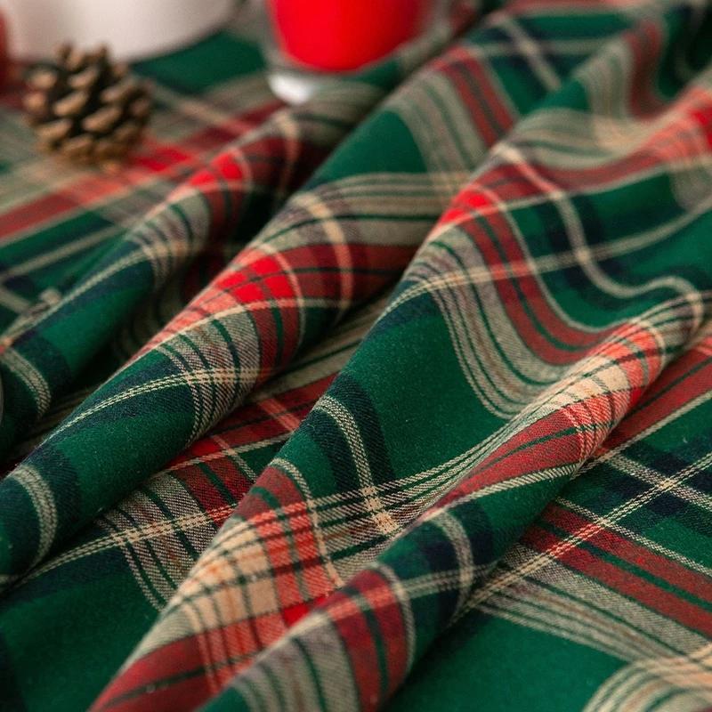 Green Plaid Christmas Decoration Tablecloth Waterproof Rectangular Tablecloths Mantel Mesa Party Decoration Mantel Mesa
