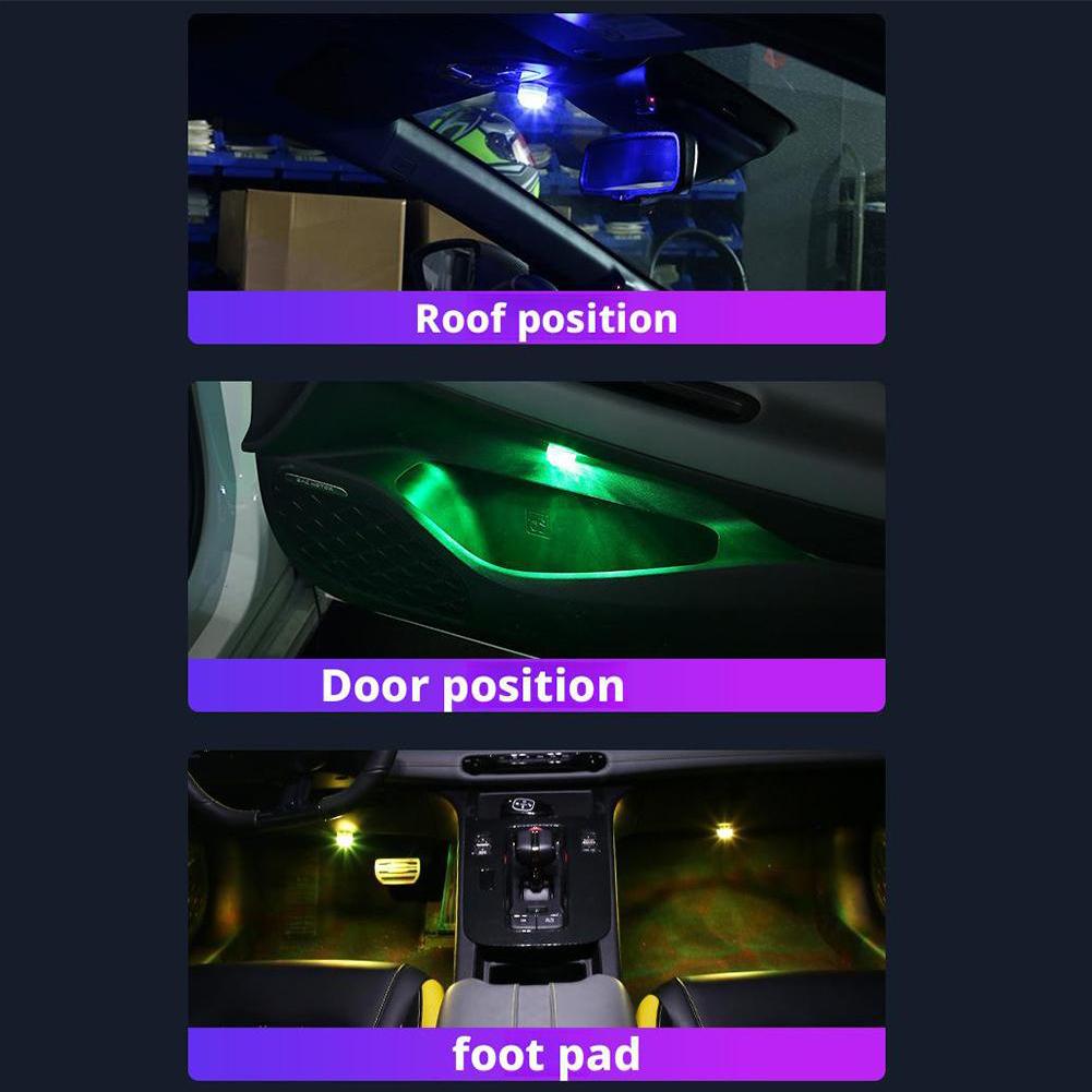 LED Car Interior Ambient Light Wireless Adhesive Remote Control Decoration Auto Roof Foot Atmosphere Lamp Bicycle Tail Light