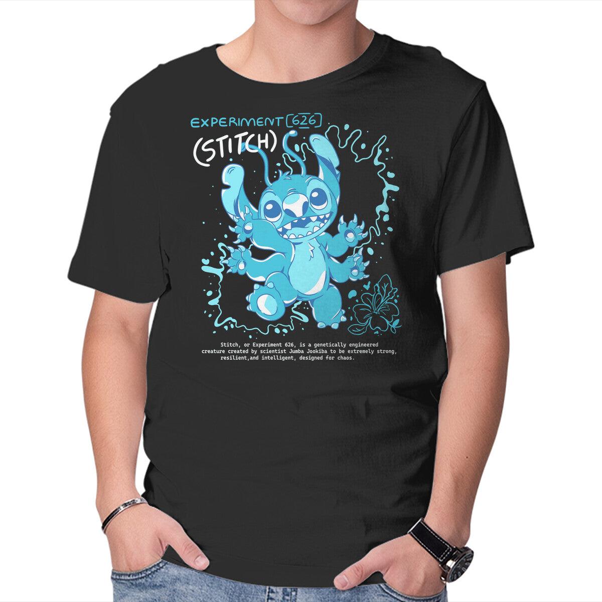 Unisex Crew Neck T-Shirt Blue Monster Graphic Short Sleeve Casual Tee M