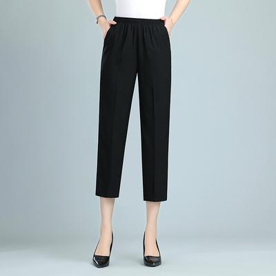 Women's Summer Thin Straight Pants Solid Color Black Trousers Summer High Waist Pants