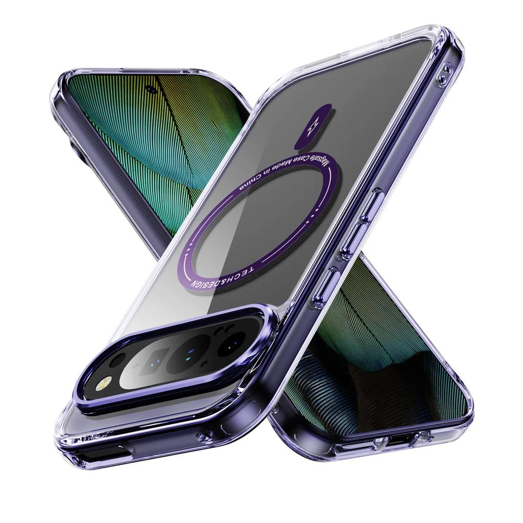 Transparent Shockproof Acrylic Magsafe Magnetic Phone Case for Google Pixel 8 8A 8 Pro 9Pro Wireless Charging Clear Back Cover Cases