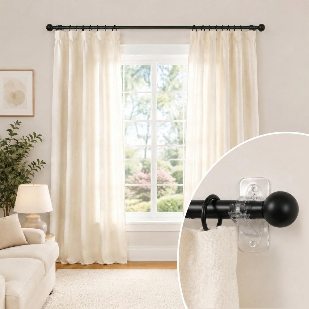 2pcs/set Adhesive & Screw Dual Use Curtain Rod Brackets Heavy Duty Curtain Rod Bracket  Home Office