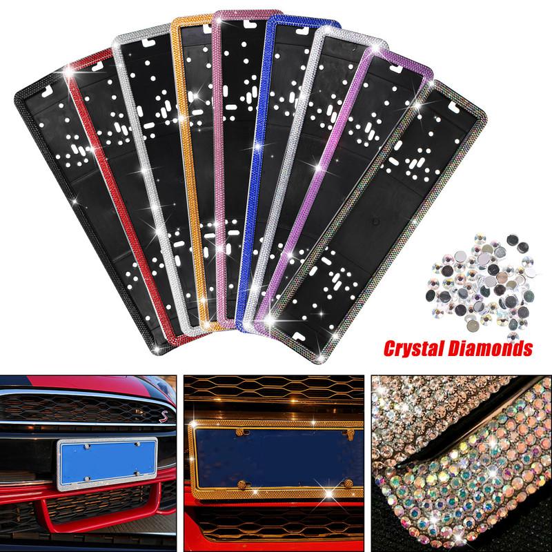 1PCS Universal an License Plate Frame Russian Car Licence Number Plate Frame Crystal Diamonds License Plate Holder