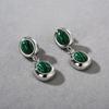 Orecchini in Malachite Temperamento Retrò Nicchia Lusso Leggero Personalità Semplice Versatile Tendenza Rame Placcato Oro Pietra Semitonda