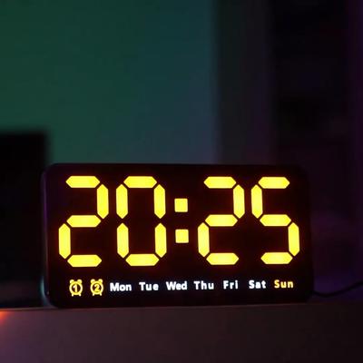 Wanduhr, großer Bildschirm, Wohnzimmer, Sprachsteuerung, Digitaluhr, Schlummerfunktion, Temperatur, Datumsanzeige, USB, 12/24 Stunden, Tisch-LED-Uhr