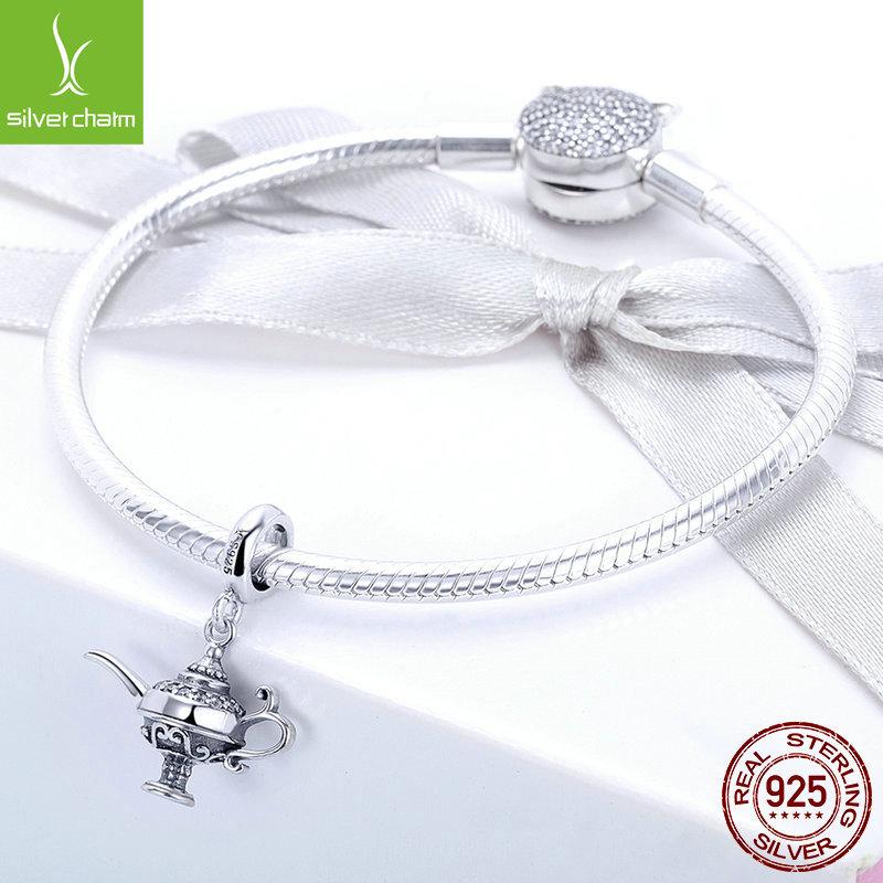 Mysterious Sterling Silver S925 Ladies Search Banner Magic Lamp Loose Beads Scc703