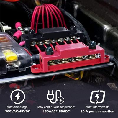 Blocco di distribuzione dell'alimentazione della batteria del terminale della barra di distribuzione positiva negativa M8 M10 da 250 A con copertura per camper, barca, camion, camper P1M4