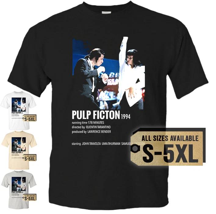 Футболка PULP FICTION V15 Постер фильма Винтажная Натуральный Черный Белый S - 5XL S
