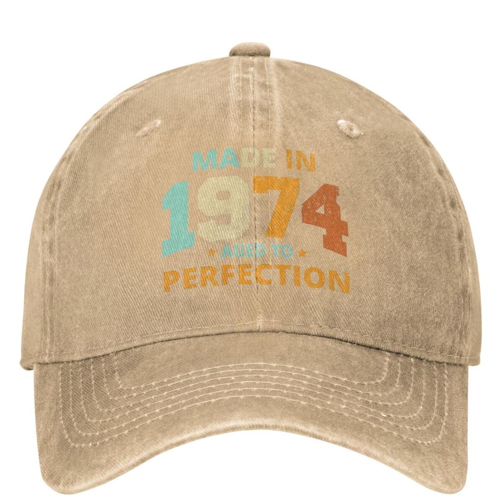 Made In 1974 Aged To Perfection Baseball Cap Merch Classic Distressed Cotton Vintage 50th Birthday Dad Hat Workouts Caps Hat