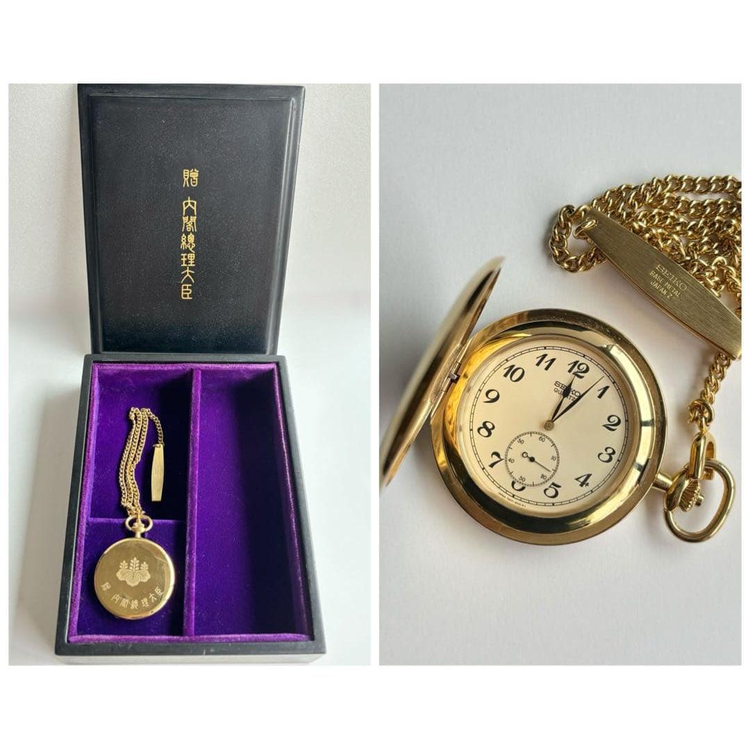 [In operation] Seiko Prime Minister boxed pocket watch 7N07-0010 Battery replaced
