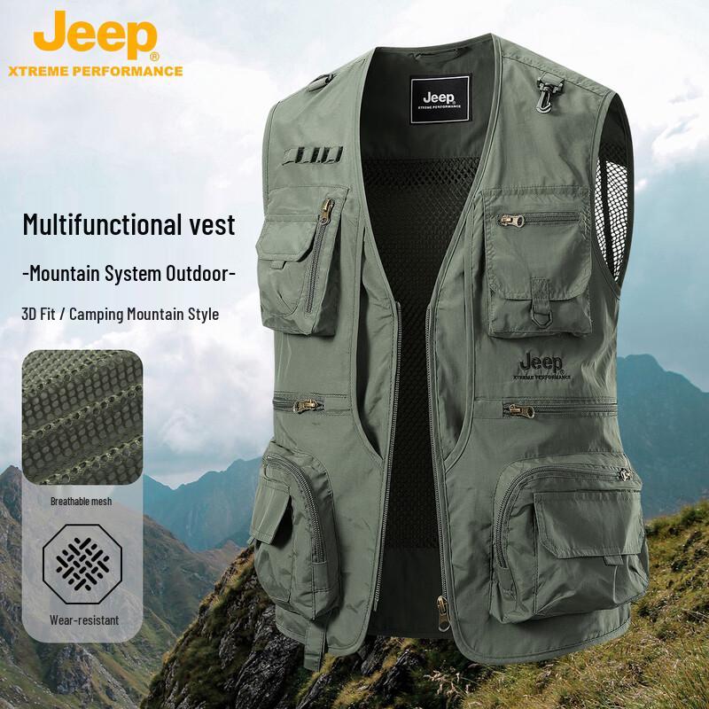 JEEP Men s Multi-Pocket Outdoor Fishing Vest XL