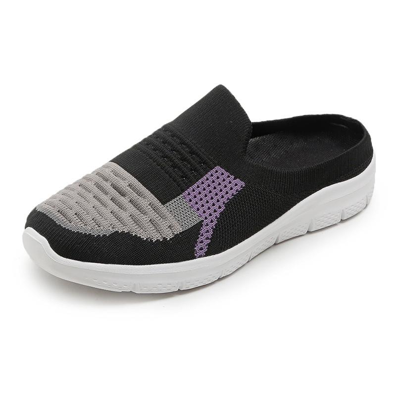 

Heel-less women s shoes casual shoes 2024 one-pedal flat-soled feet fly-woven half slippers summer 43 yards half tray 43