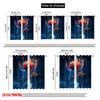 2pcs 2D flat printing Curtain A burning rose Polyester Fabric Without Electricity Holiday Decorations Use for Outdoor Holiday